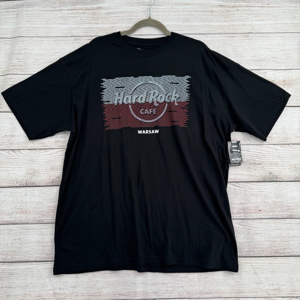 Hard Rock Cafe T-Shirt Mens‎ XXL Black Warsaw Repeat City Graphic Tee New